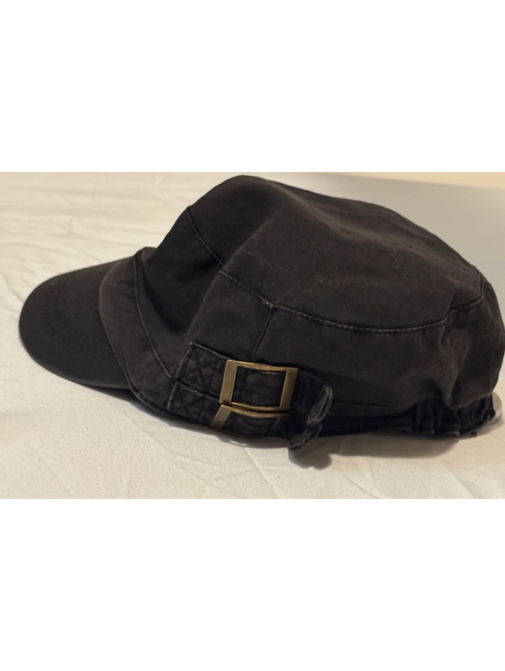 Faded Black Target Cotton Cadet Military Cap with Side Buckles